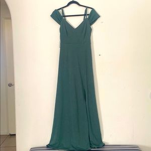 Dev Crepe Seaglass Birdy Grey Bridesmaid Dress